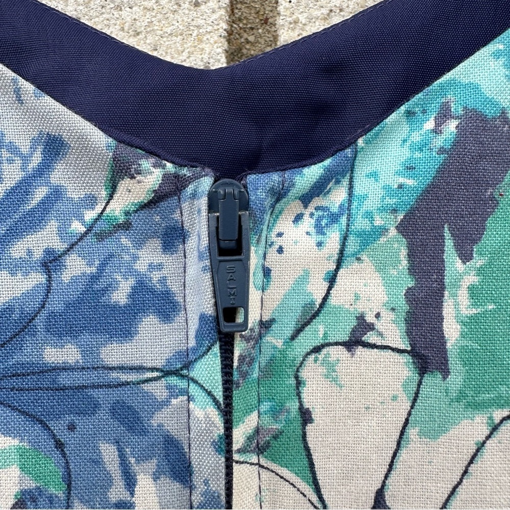 Vintage Laura Ashley Blue Floral Drop Waist Dress 80s 90s White Teal Sleeveless - Picture 6 of 10